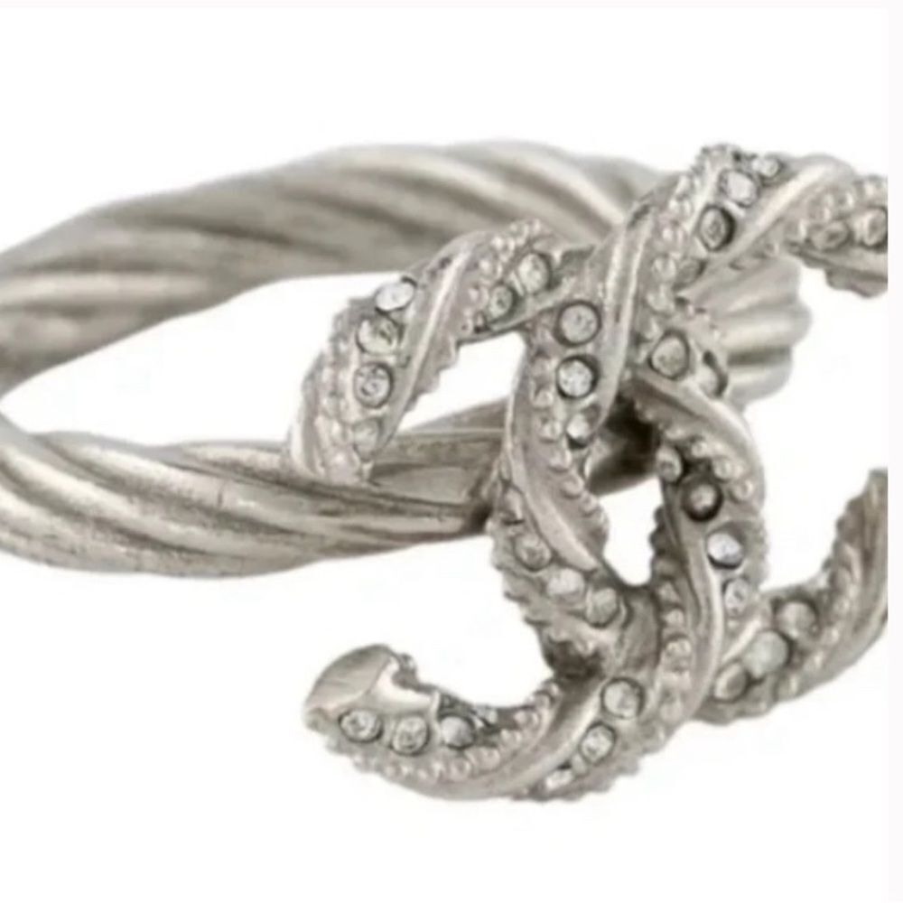 Authentic *Chanel* Braided Strass CC Ring Sz 6.5 EUC - Picture 5 of 5